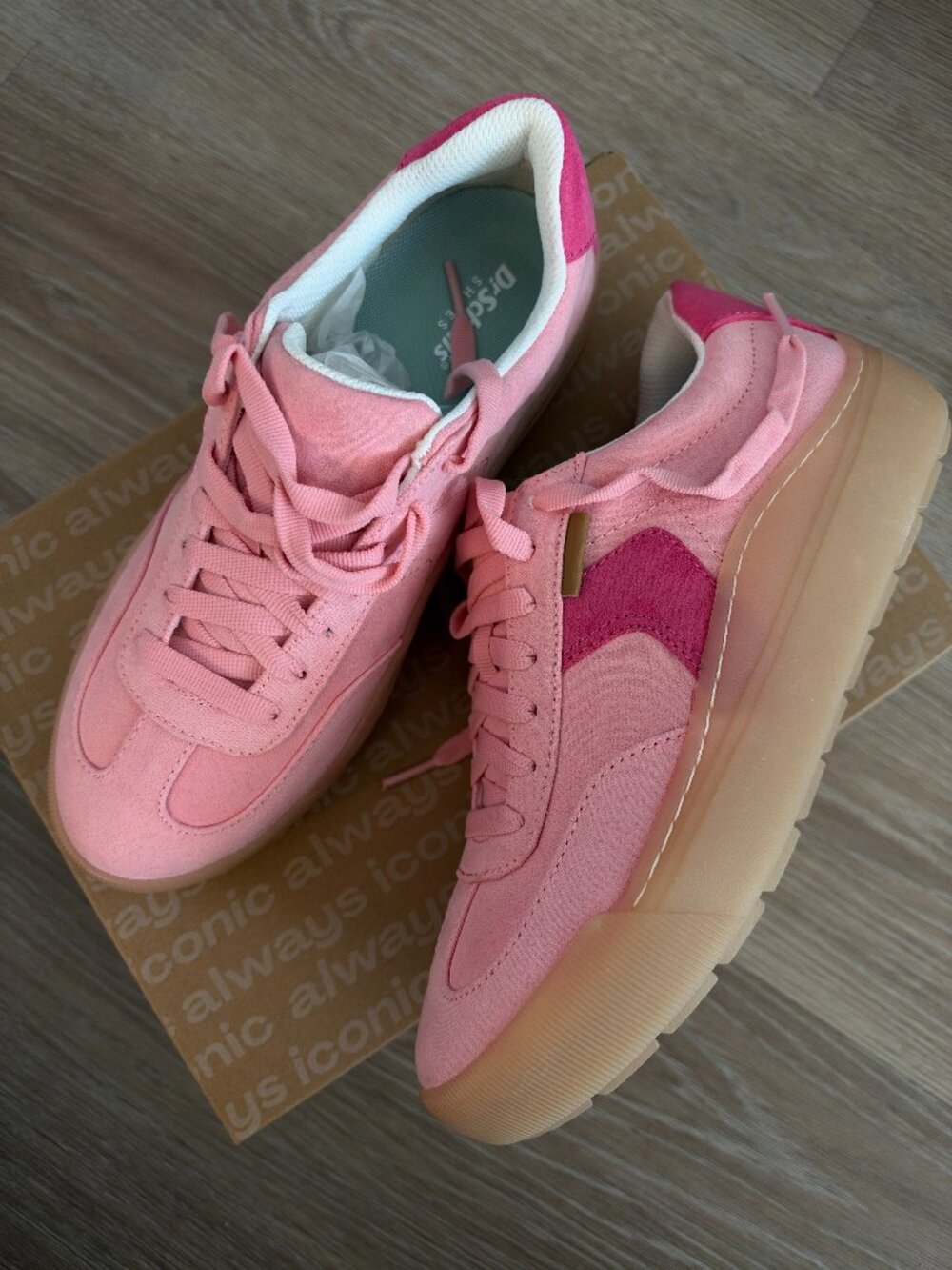 NEW Dr. Scholl's Time Off Win Sneakers Pink Lemonade Platform Womens 7.5 With Bo